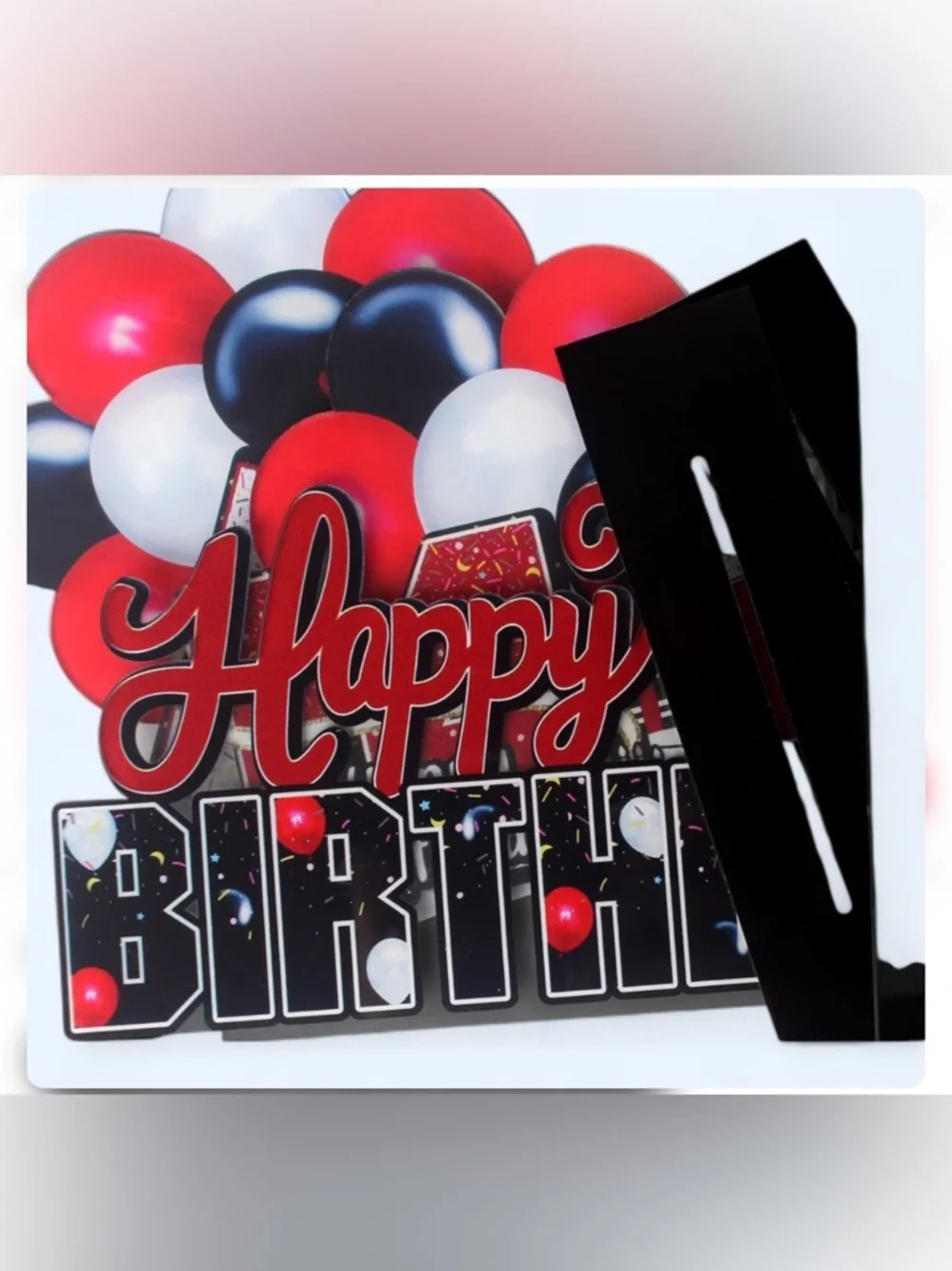 Happy 18th Birthday Table Centerpiece Decoration - Red, Black & White